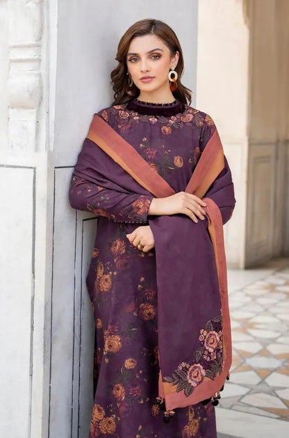 Baroque - 3PC Unstitched Printed Karandi Shirt with Printed Karandi Dupatta and Same Printed Trouser