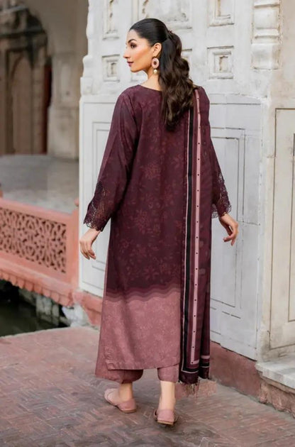 Baroque - 3PC Unstitched Printed Khaddar Shirt with Printed Khaddar Dupatta and Same Printed Trouser