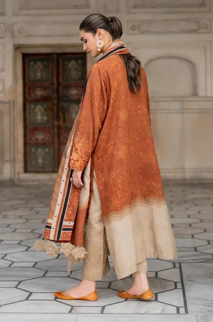 Baroque - 3PC Unstitched Printed Khaddar Shirt with Printed Khaddar Dupatta and Same Printed Trouser