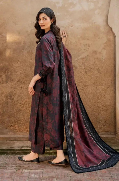 Baroque - 3PC Unstitched Printed Khaddar Shirt with Printed Khaddar Dupatta and Same Printed Trouser