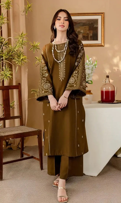 Batik - 2PC Lawn Embroidered Shirt with Plain Trouser (Unstitched)