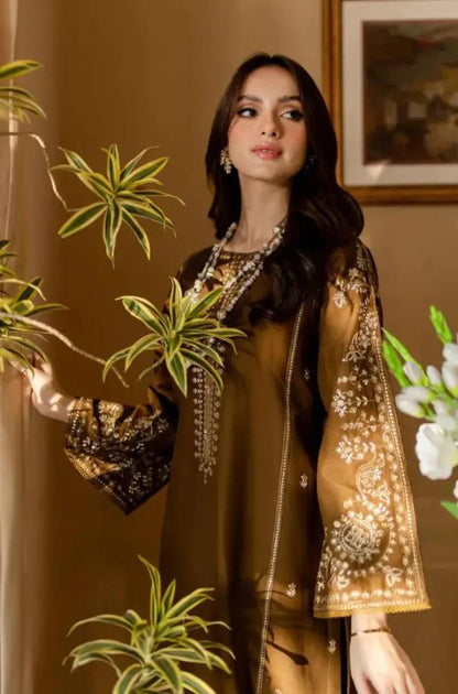 Batik - 2PC Lawn Embroidered Shirt with Plain Trouser (Unstitched)