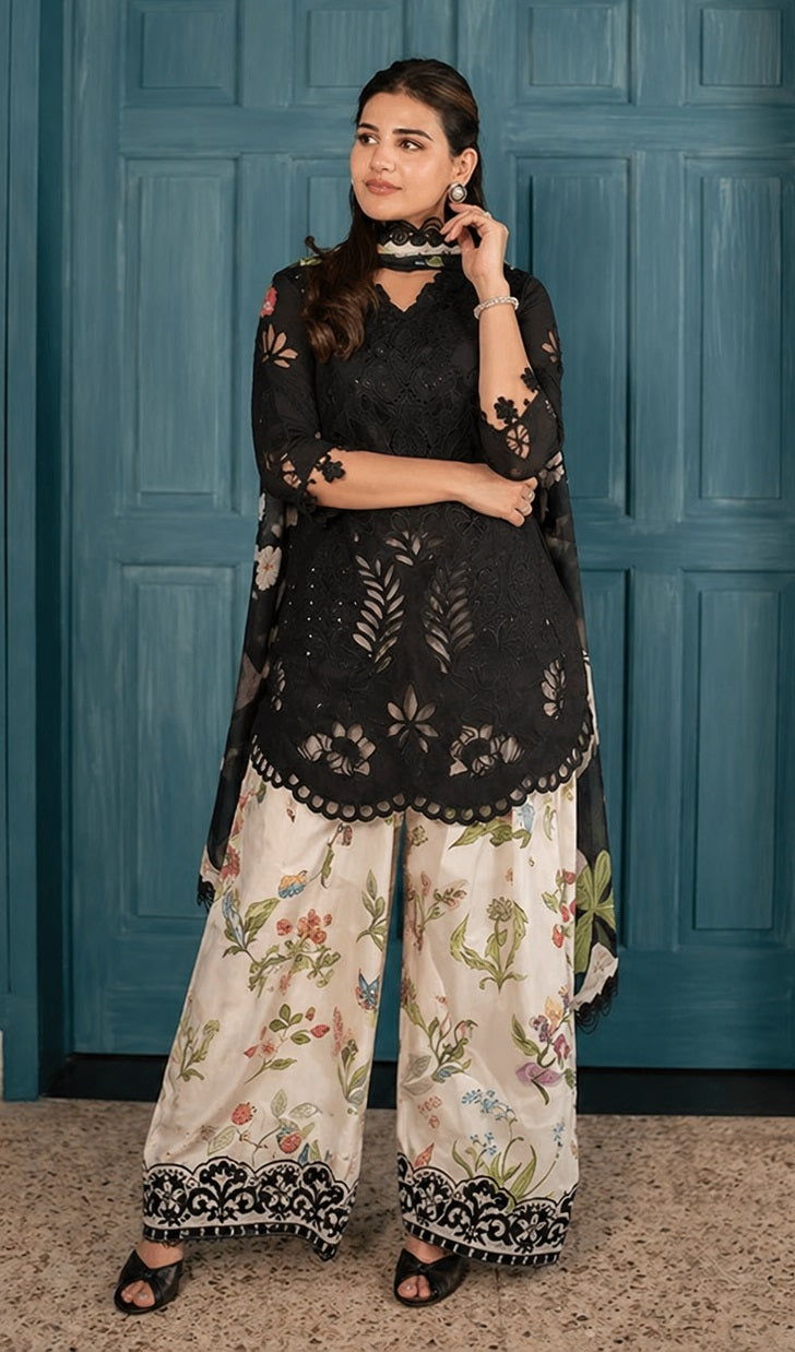 Saira Rizwan Chikankari Luxury Embroidered Lawn Unstitched 3Pc Suit