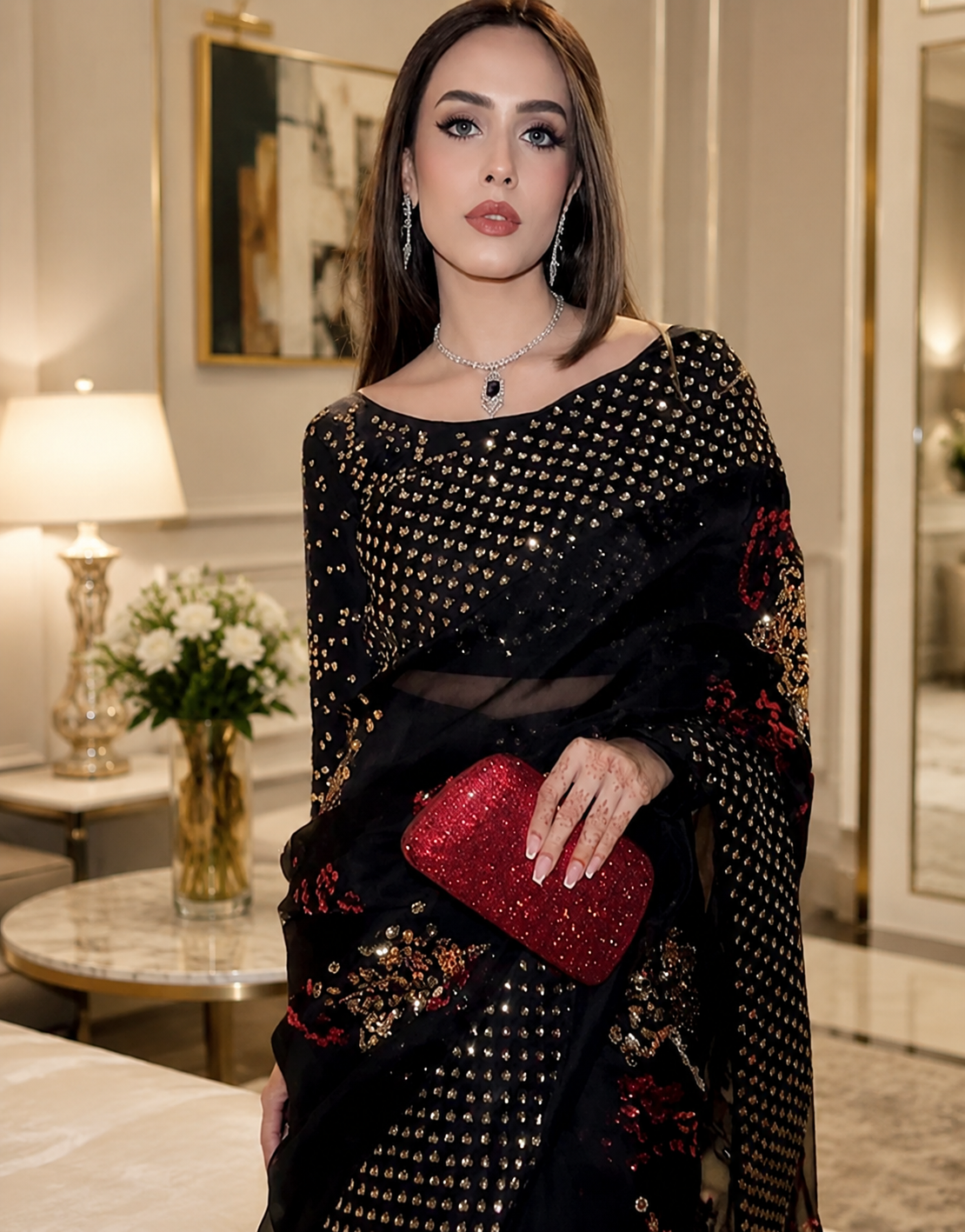 Muse Luxury Organza Embroidered 3Pc Unstitched Sari Ayesha Shahveer