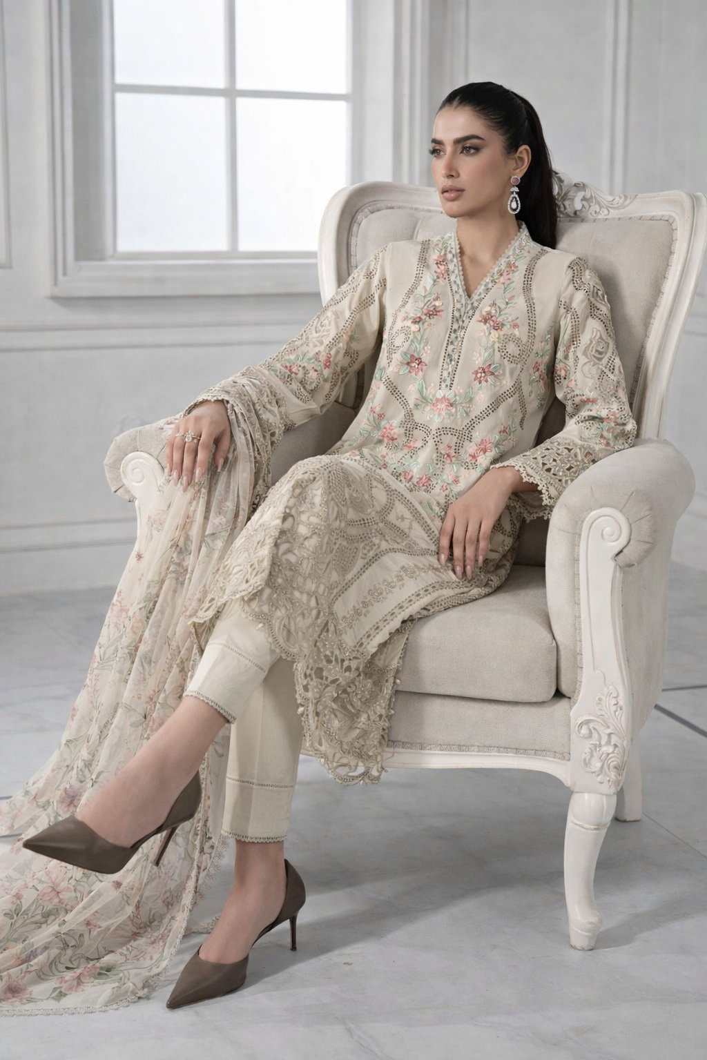 Maria.B Luxury Lawn Embroidered 3 Piece Unstitched Eid Collection