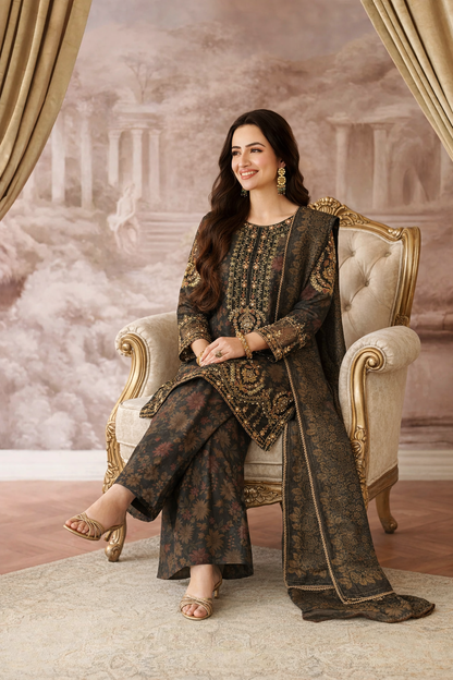 Mohagni Luxury Embroidered Lawn 3 Pc Unstitched Suit