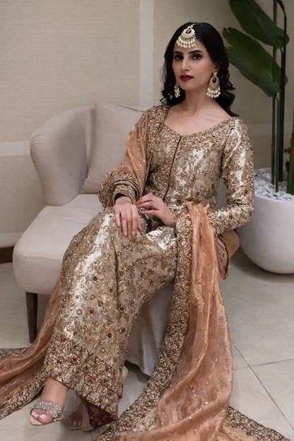 Haris Shakeel Pure Raw Silk Hand Embellished & Embroidered Suit DILRUBA