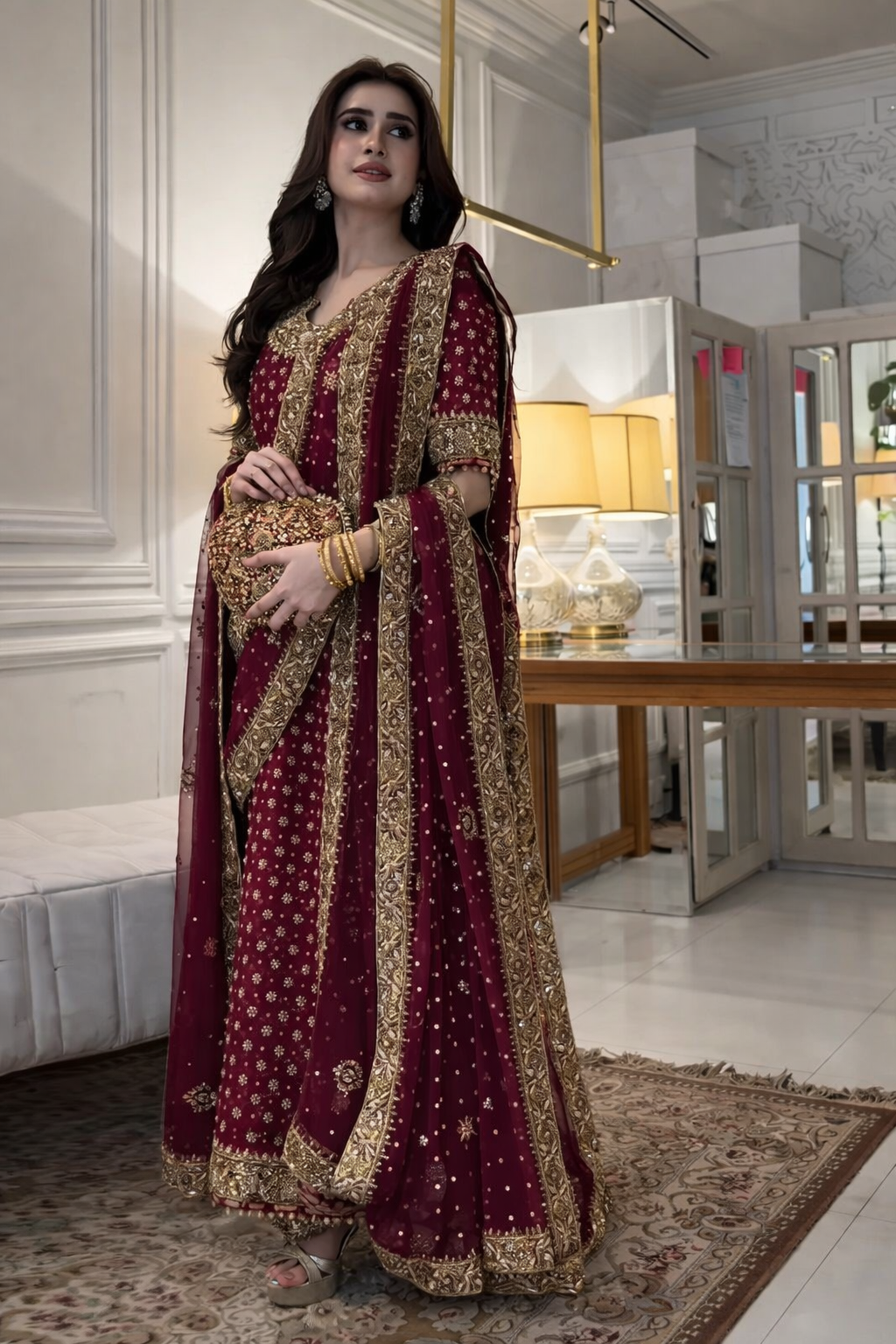 Haris Shakeel Luxury Chiffon Embroidered 3 Piece Unstitched - Aisha Afridi