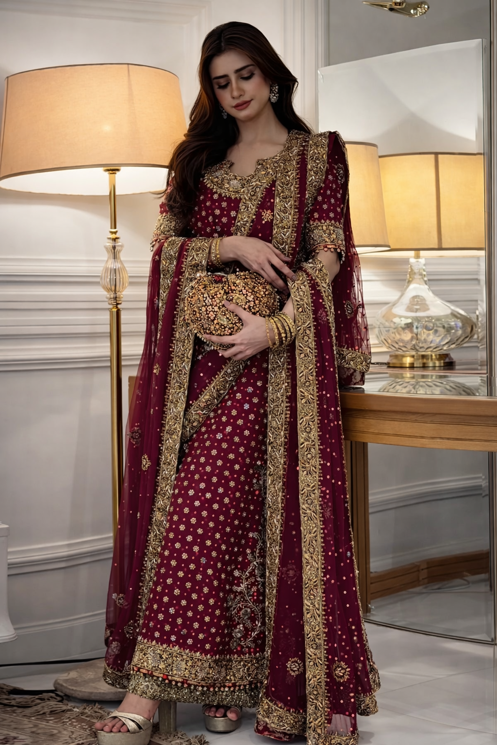 Haris Shakeel Luxury Chiffon Embroidered 3 Piece Unstitched - Aisha Afridi