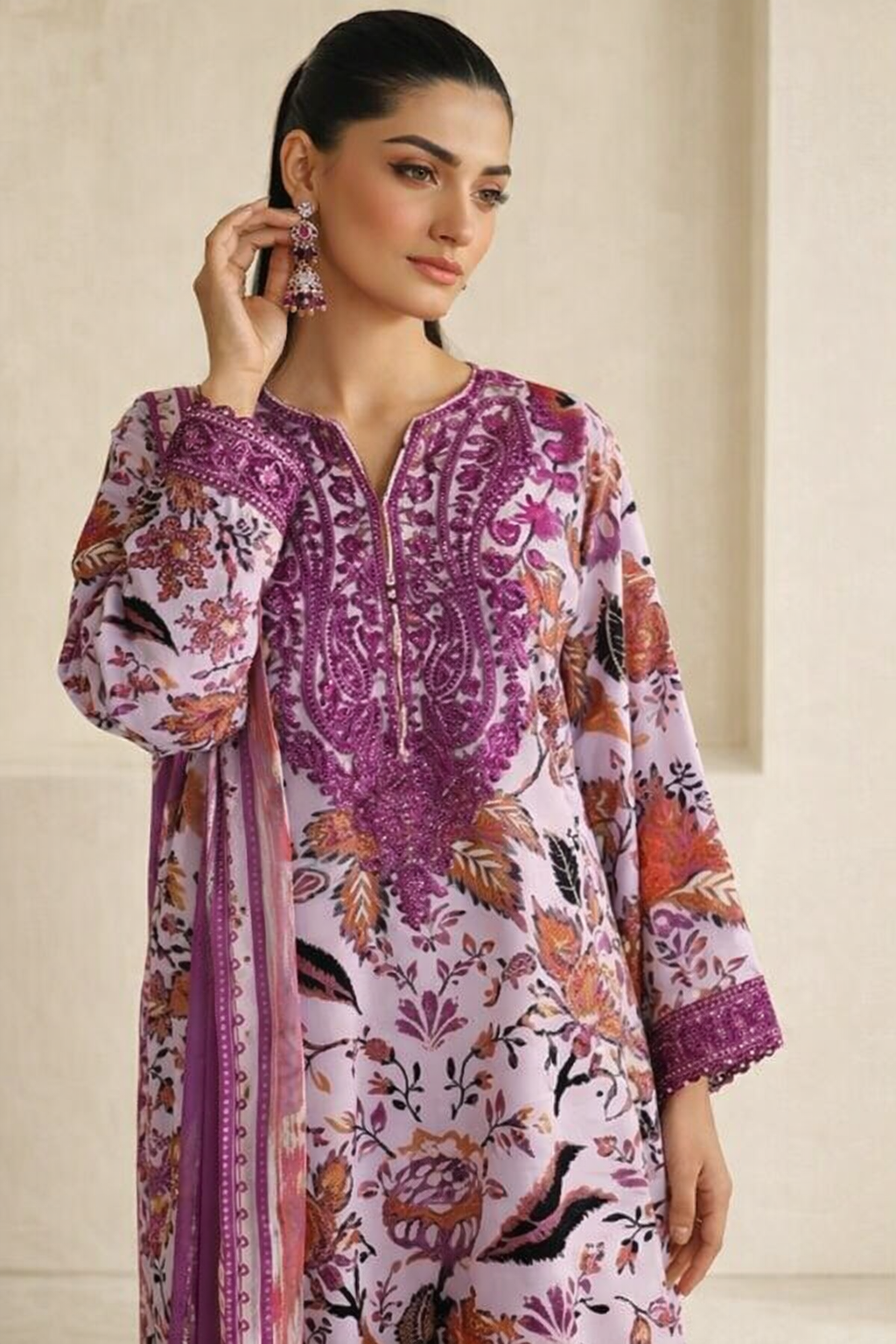 Baroque Luxury Lawn Embroidered & Printed Suit