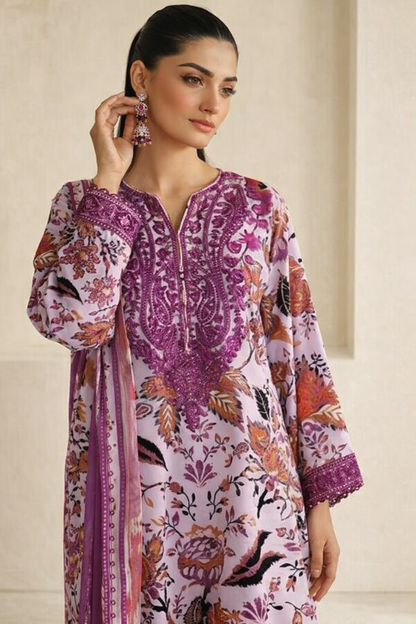 Baroque Luxury Lawn Embroidered & Printed Suit