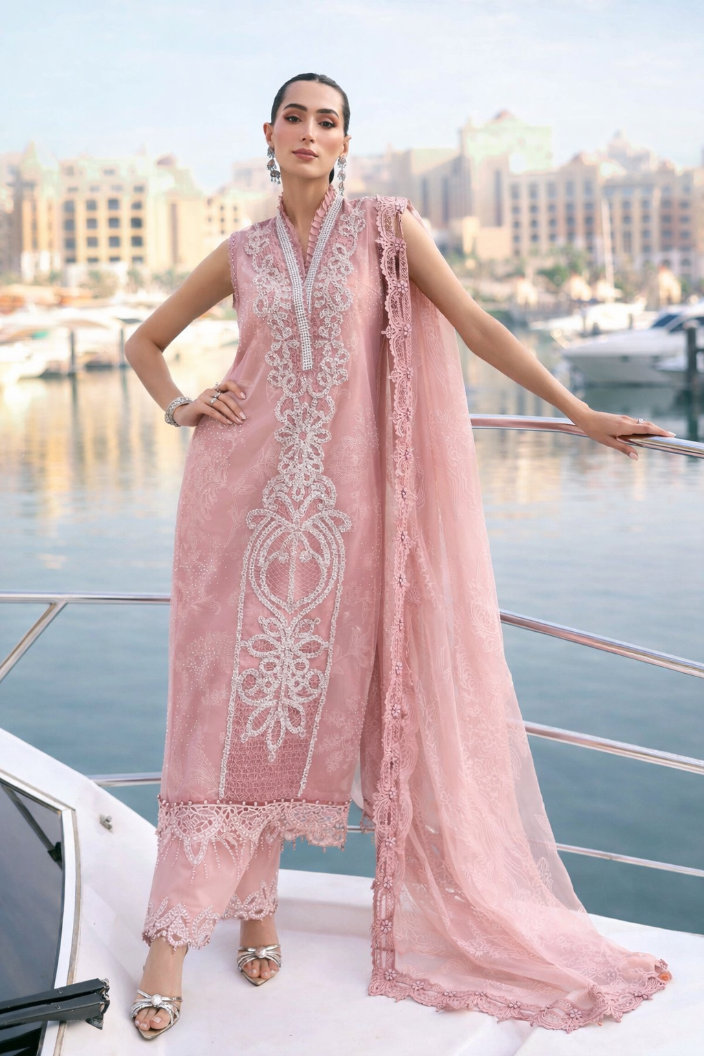 Maria.B Luxury Lawn Unstitched Embroidered 3Pc Suit D - Rose Mirage