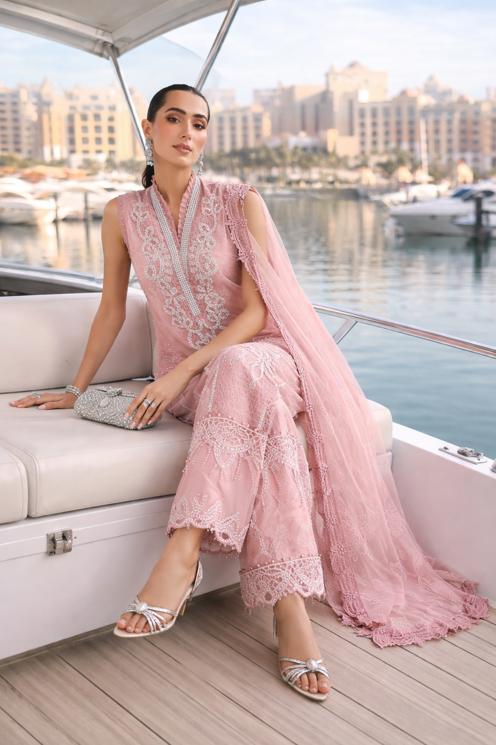 Maria.B Luxury Lawn Unstitched Embroidered 3Pc Suit D - Rose Mirage