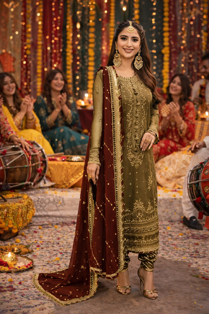 Asim Jofa Luxury Chiffon Embroidered Unstitched Suit