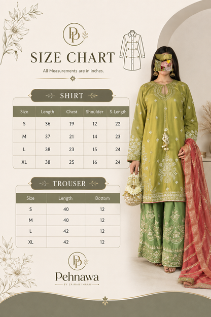 Poshkari Luxury Embroidered Raw Silk 3Pc Stitched Suit