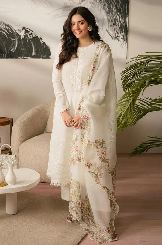 Cross Stitch - 3PC Unstitched Lawn Sequence Embroidered Shirt with Sequence Embroidered Khadi Net Dupatta