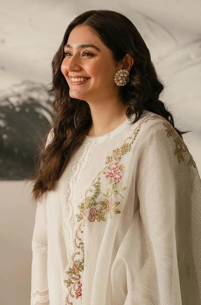 Cross Stitch - 3PC Unstitched Lawn Sequence Embroidered Shirt with Sequence Embroidered Khadi Net Dupatta
