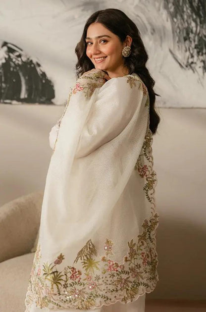 Cross Stitch - 3PC Unstitched Lawn Sequence Embroidered Shirt with Sequence Embroidered Khadi Net Dupatta