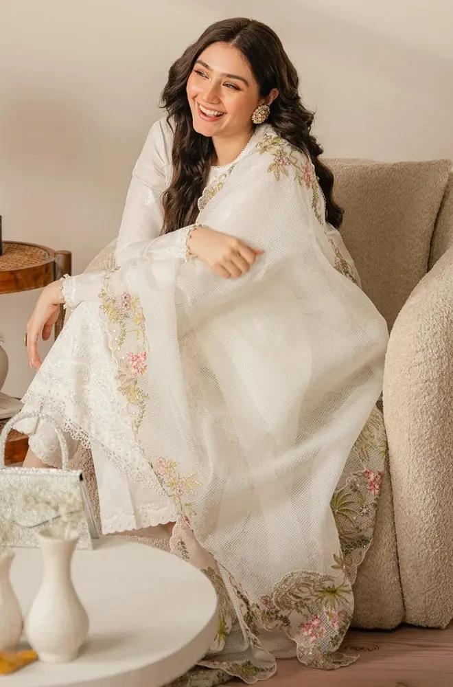 Cross Stitch - 3PC Unstitched Lawn Sequence Embroidered Shirt with Sequence Embroidered Khadi Net Dupatta