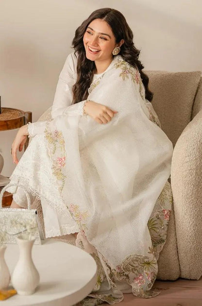 Cross Stitch - 3PC Unstitched Lawn Sequence Embroidered Shirt with Sequence Embroidered Khadi Net Dupatta