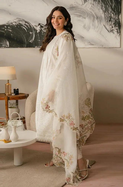 Cross Stitch - 3PC Unstitched Lawn Sequence Embroidered Shirt with Sequence Embroidered Khadi Net Dupatta