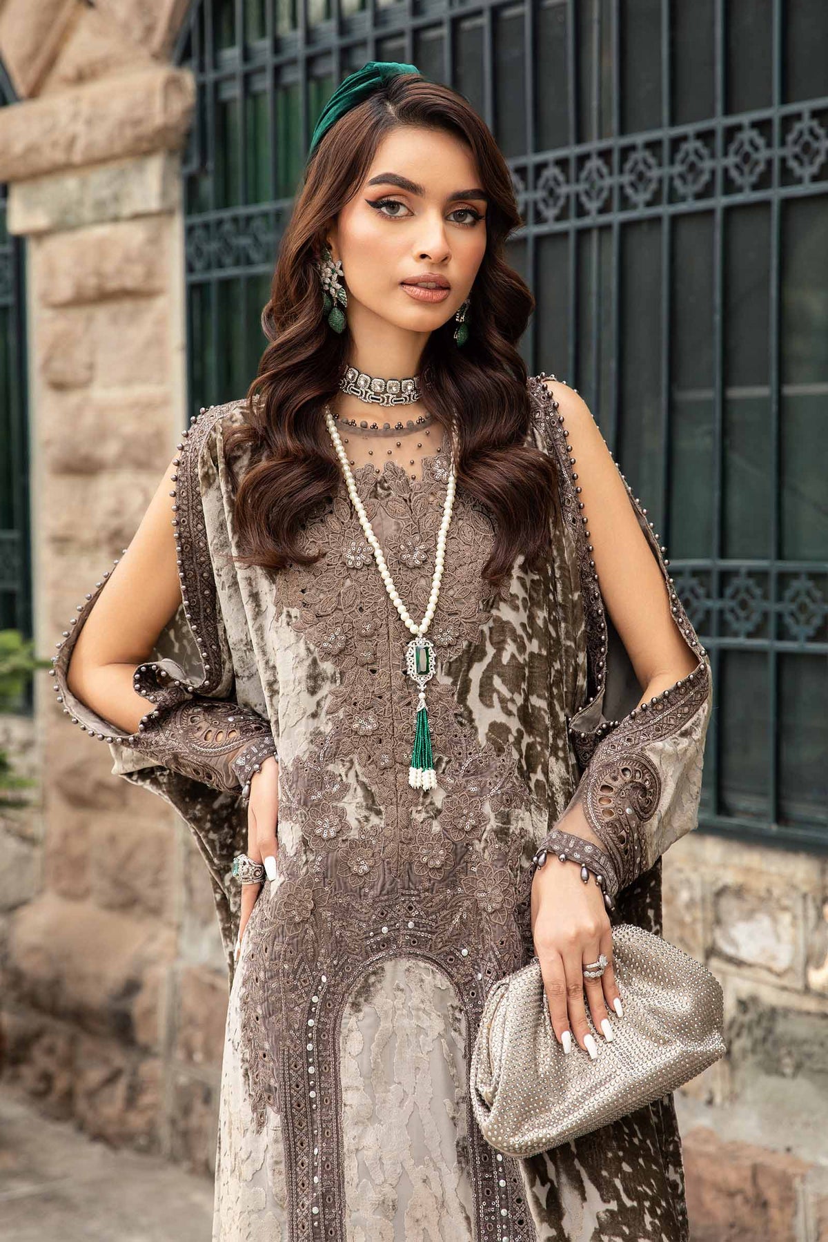 Maria.B Luxury Velvet 3 Piece Unstitched Embroidered Palachi Suit