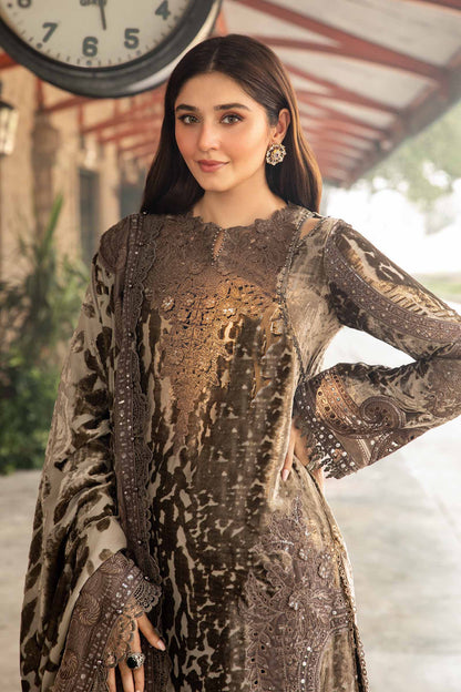 Maria.B Luxury Velvet 3 Piece Unstitched Embroidered Palachi Suit