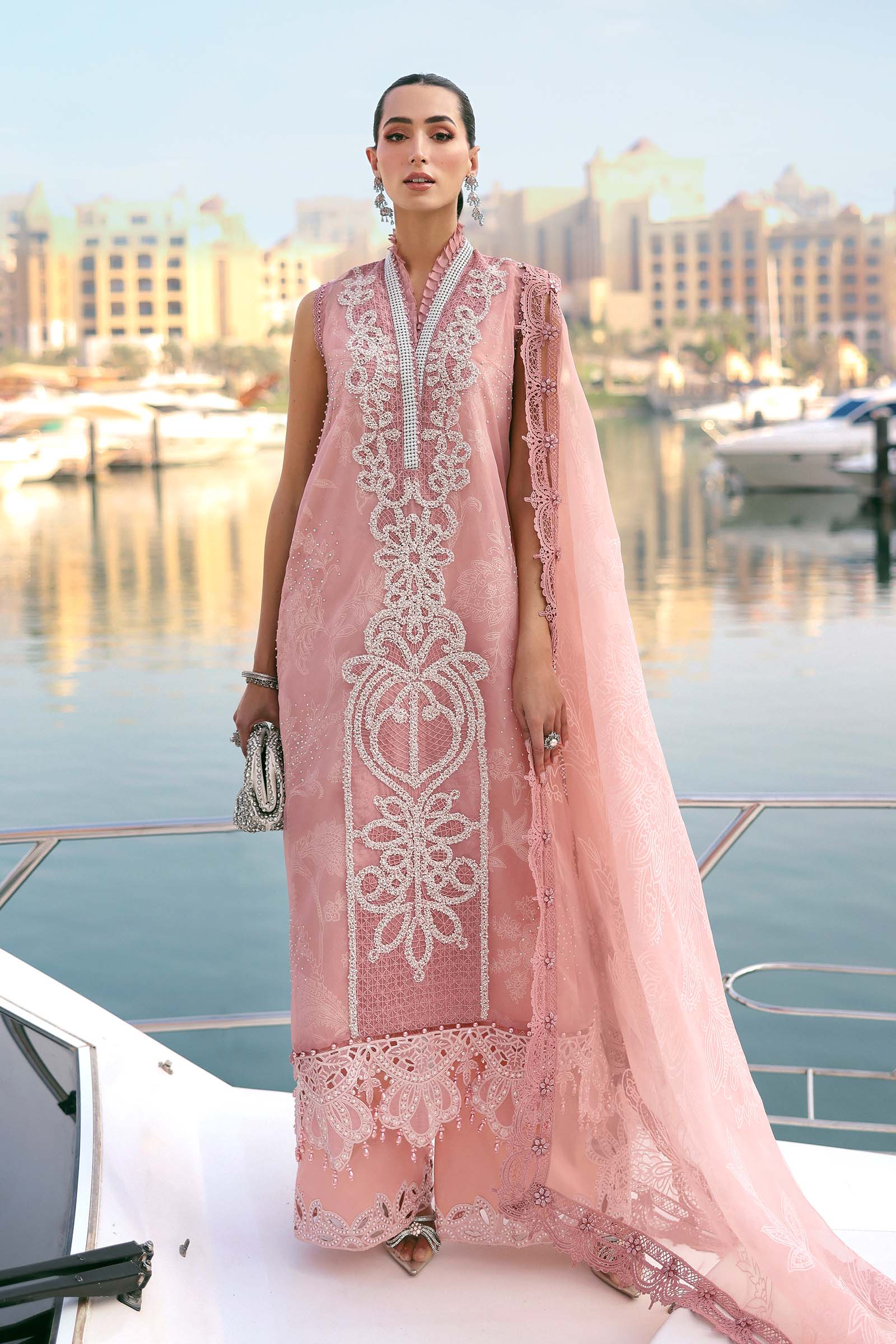 Maria.B Luxury Lawn Unstitched Embroidered 3Pc Suit D - Rose Mirage