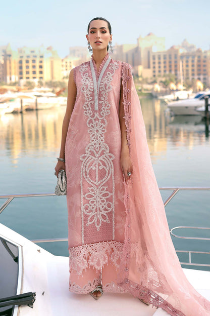 Maria.B Luxury Lawn Unstitched Embroidered 3Pc Suit D - Rose Mirage