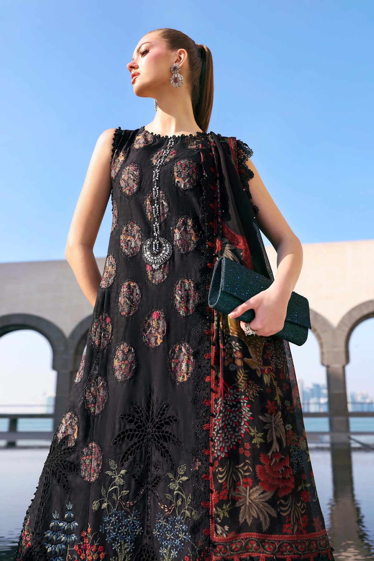 Maria.B Luxury Embroidered Jacquard Lawn Unstitched 3Pc Suit D
