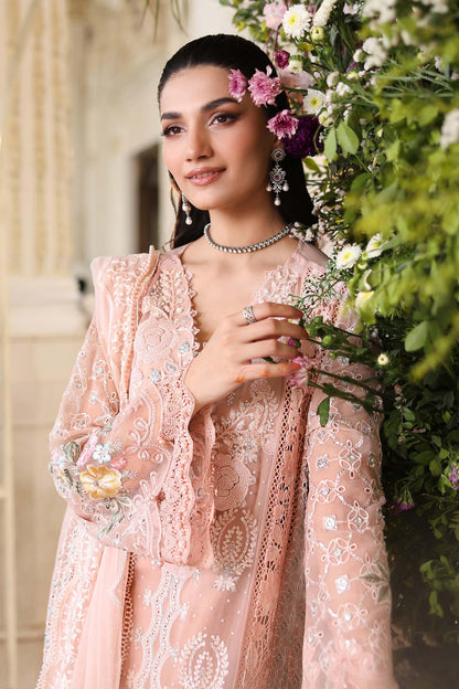 Maria B Luxury Embroidered Chiffon 3Pc Unstitched Suit Pink