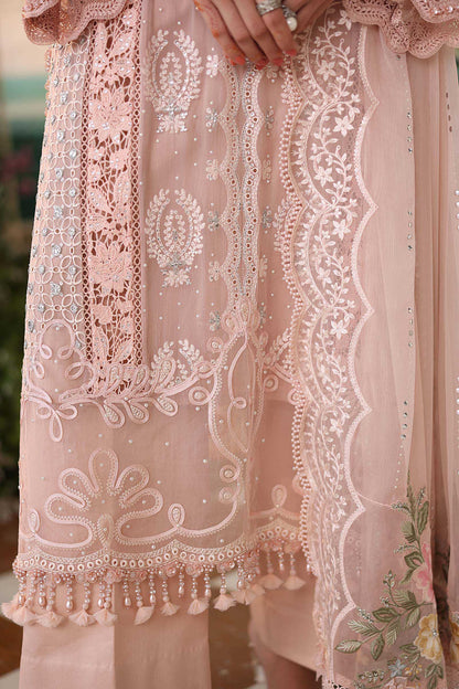 Maria B Luxury Embroidered Chiffon 3Pc Unstitched Suit Pink