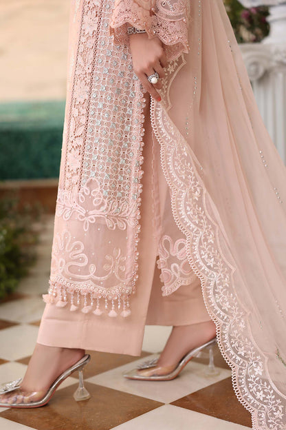 Maria B Luxury Embroidered Chiffon 3Pc Unstitched Suit Pink