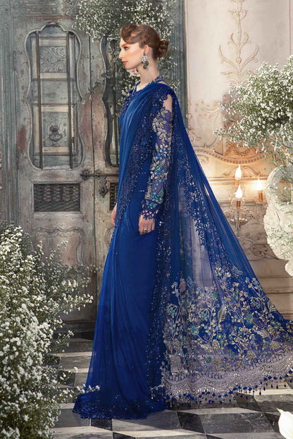 Maria.B - Luxury Pure Chiffon Embroidered 3 Piece Unstitched - Cobalt Blue