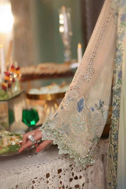 Maria B Luxury Embroidered Chiffon 3Pc Unstitched Suit Green