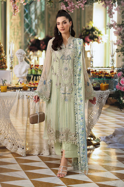 Maria B Luxury Embroidered Chiffon 3Pc Unstitched Suit Green