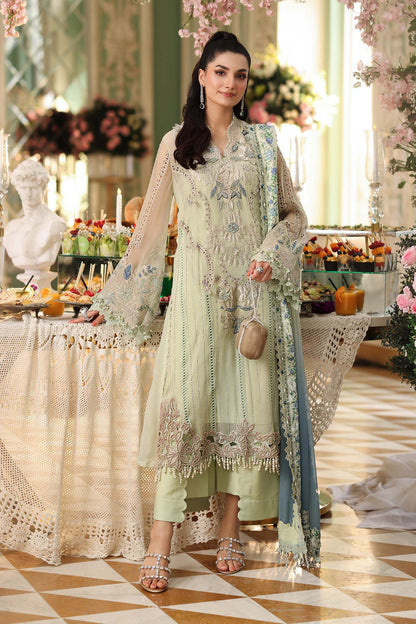 Maria B Luxury Embroidered Chiffon 3Pc Unstitched Suit Green