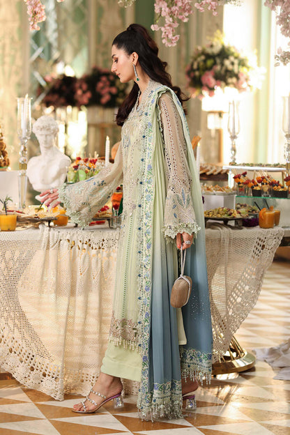 Maria B Luxury Embroidered Chiffon 3Pc Unstitched Suit Green