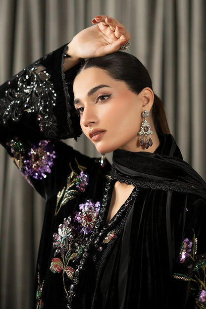Maria.B Winter Luxe Embroidered Velvet Unstitched 3Pc Suit With Palaichi Shawl