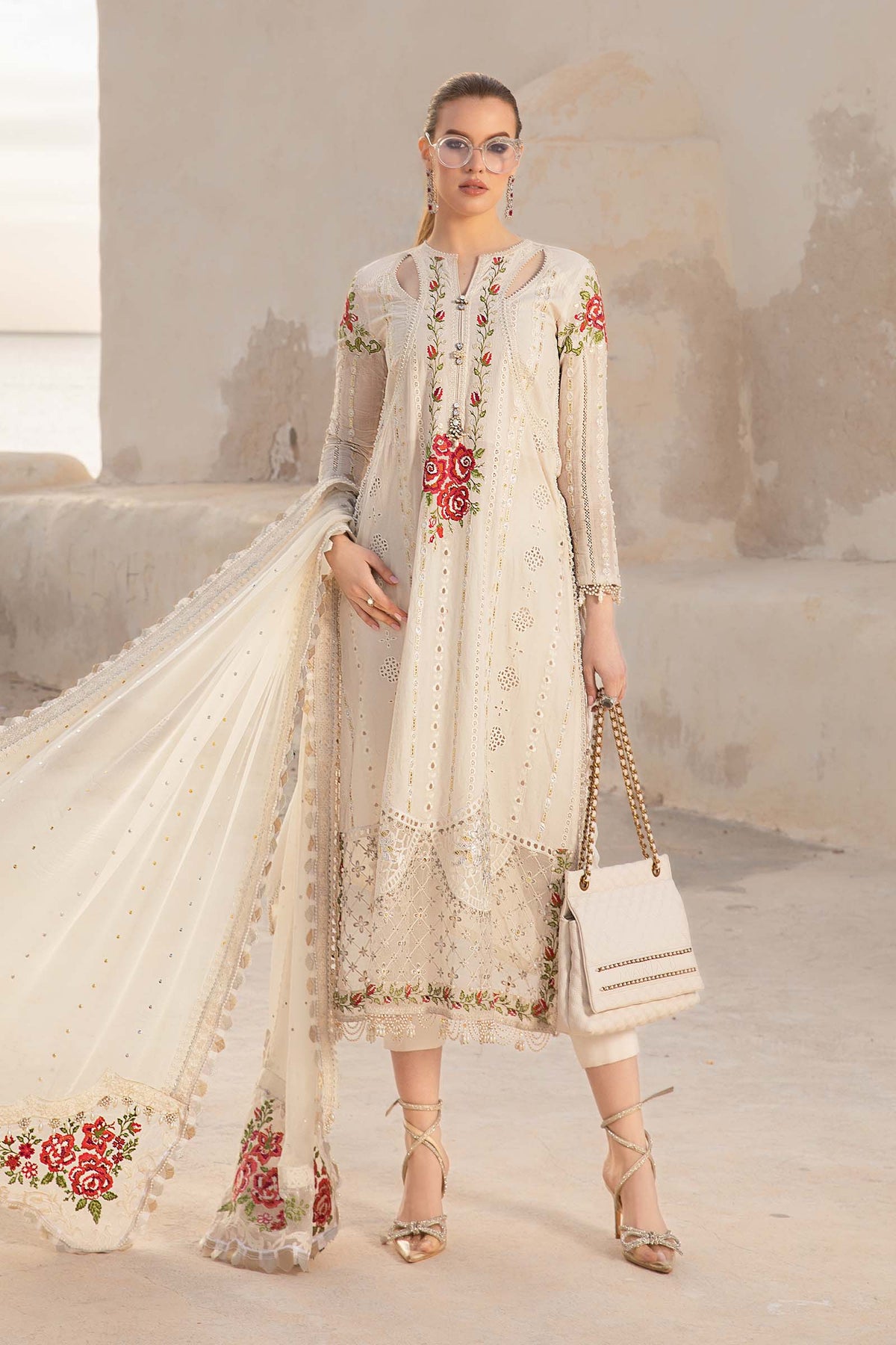 Maria.B Embroidered Luxury Lawn Unstitched 3Pc Suit D