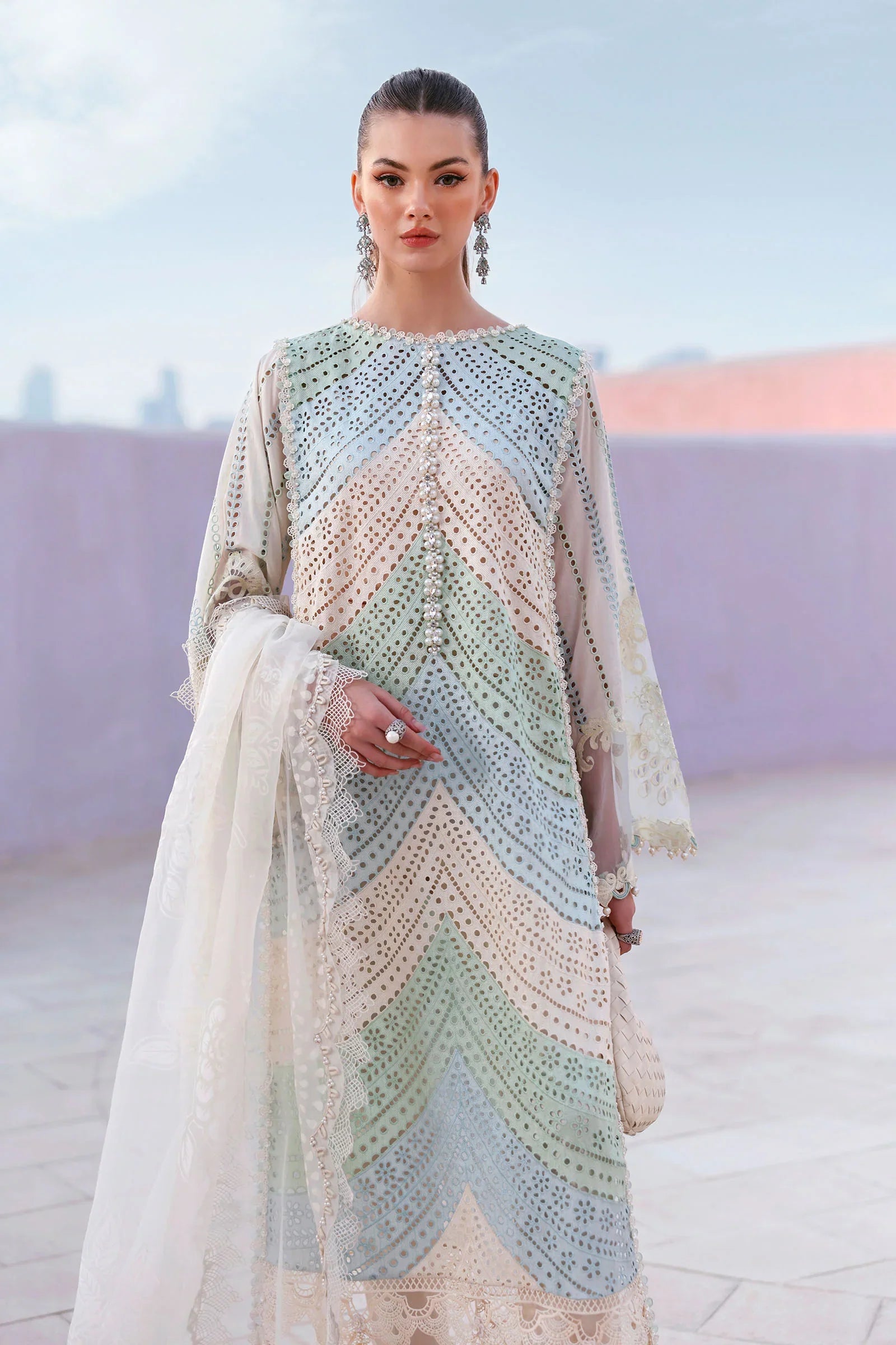 Maria.B Luxury swiss Lawn Chikenkari Unstitched Embroidered 3Pc Suit