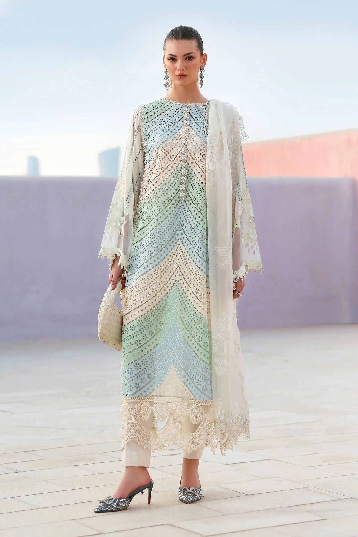 Maria.B Luxury swiss Lawn Chikenkari Unstitched Embroidered 3Pc Suit