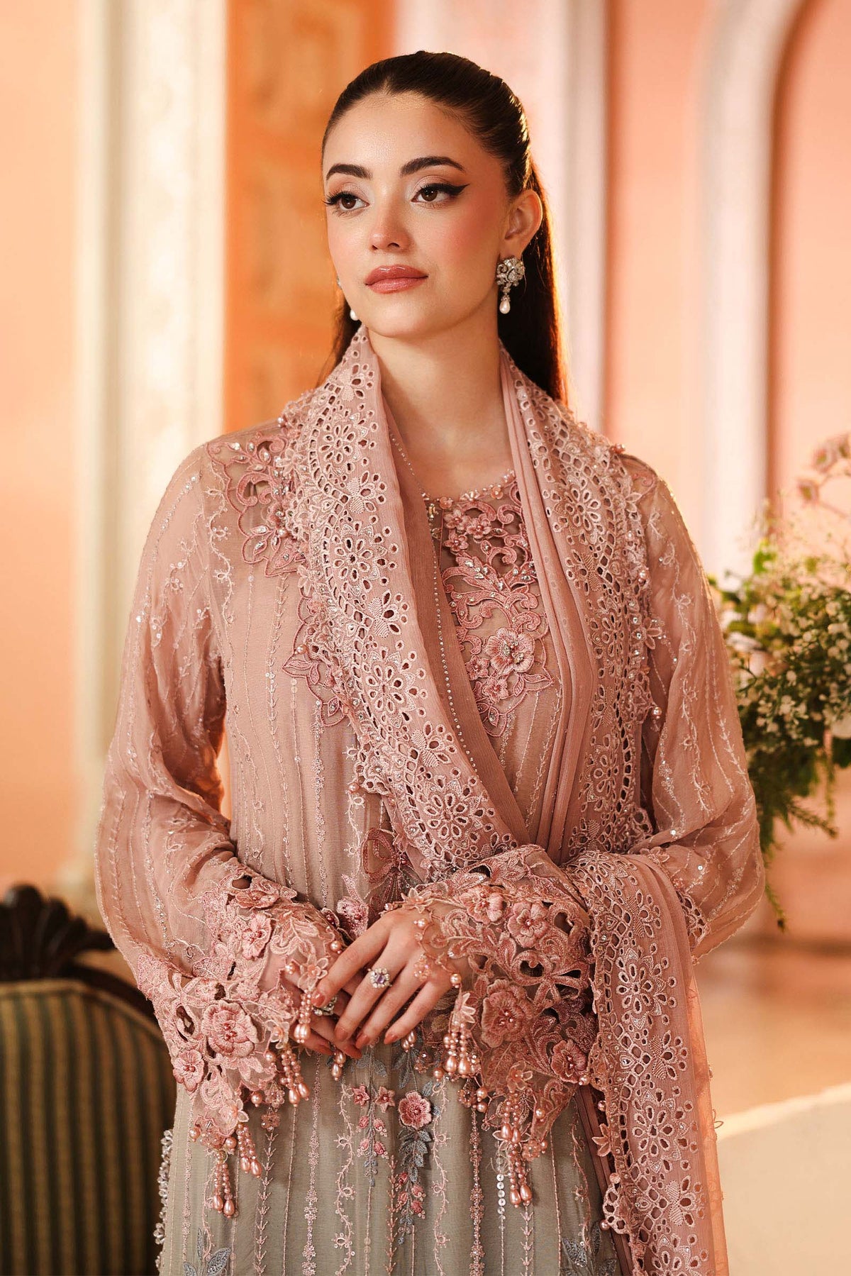 Maria B Blossom Luxury Embroidered Pure Chiffon 3Pc Unstitched Suit