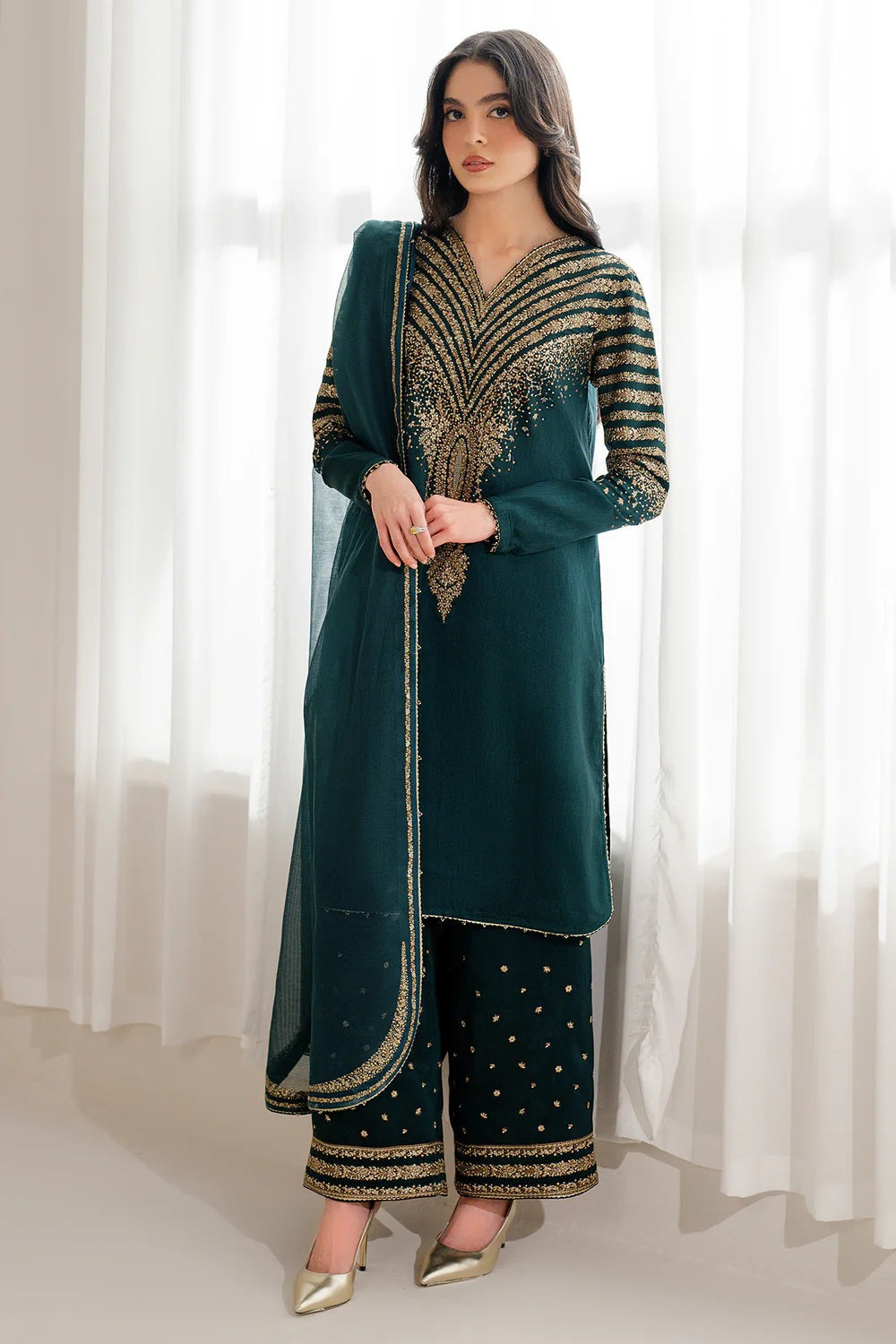 Jazmin Luxury Raw Silk Embroidered Unstitched 3 Piece