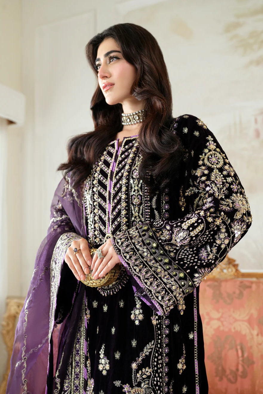 Aneelas Luxury Velvet Embroidered Unstitched 3 Piece
