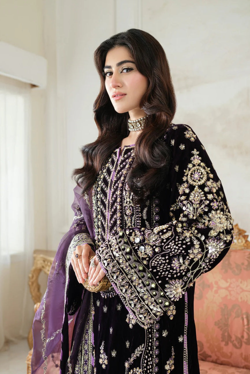 Aneelas Luxury Velvet Embroidered Unstitched 3 Piece