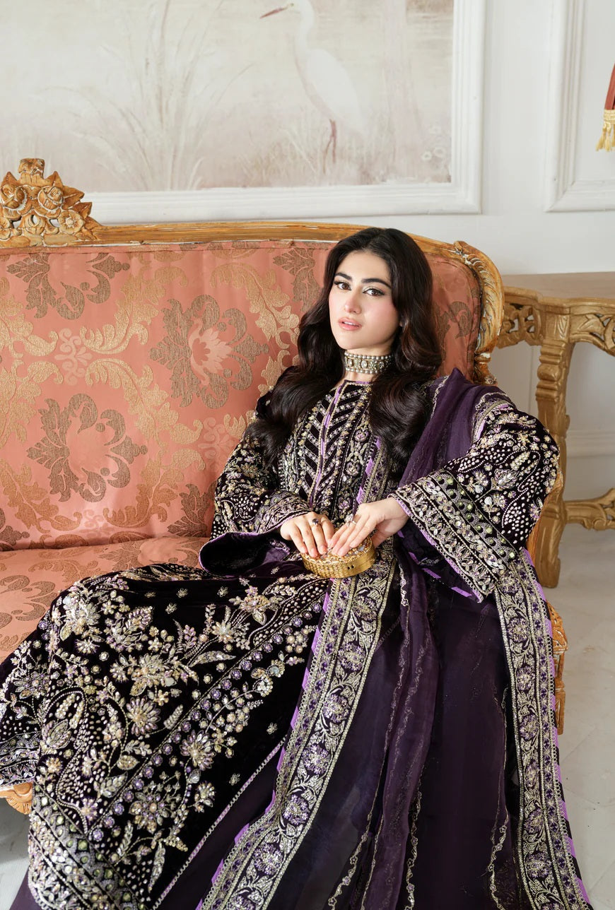 Aneelas Luxury Velvet Embroidered Unstitched 3 Piece