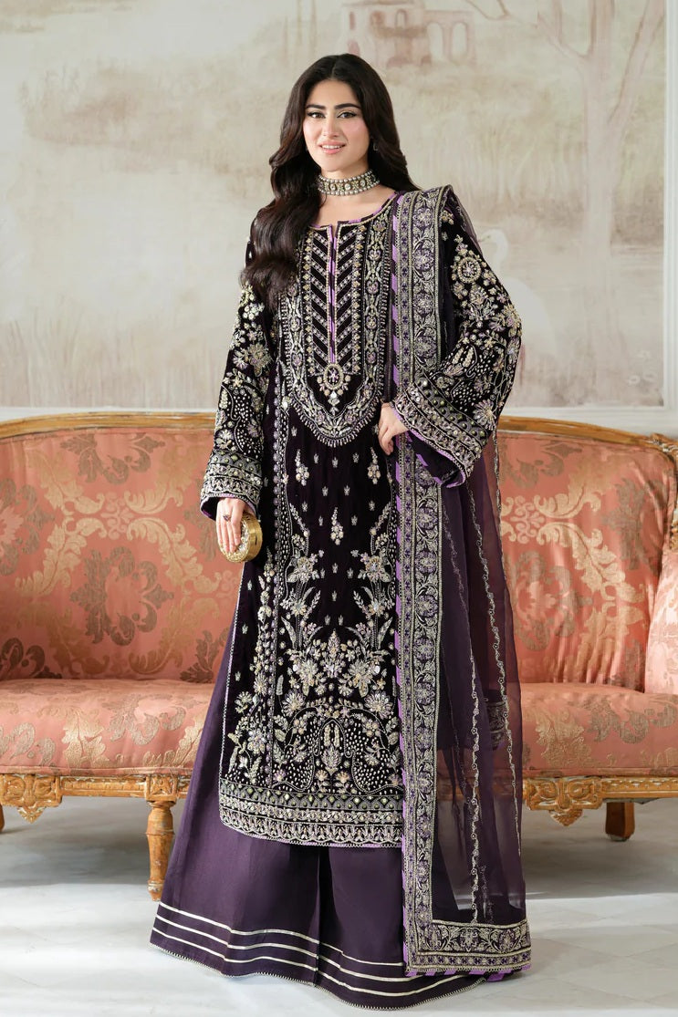 Aneelas Luxury Velvet Embroidered Unstitched 3 Piece