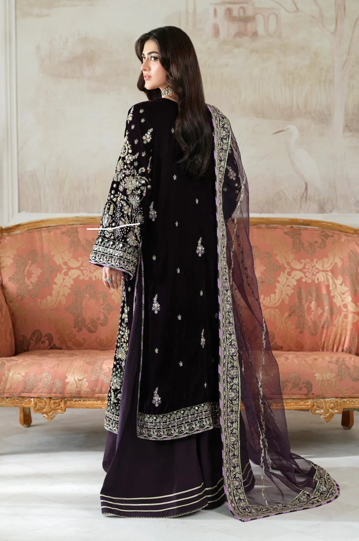 Aneelas Luxury Velvet Embroidered Unstitched 3 Piece