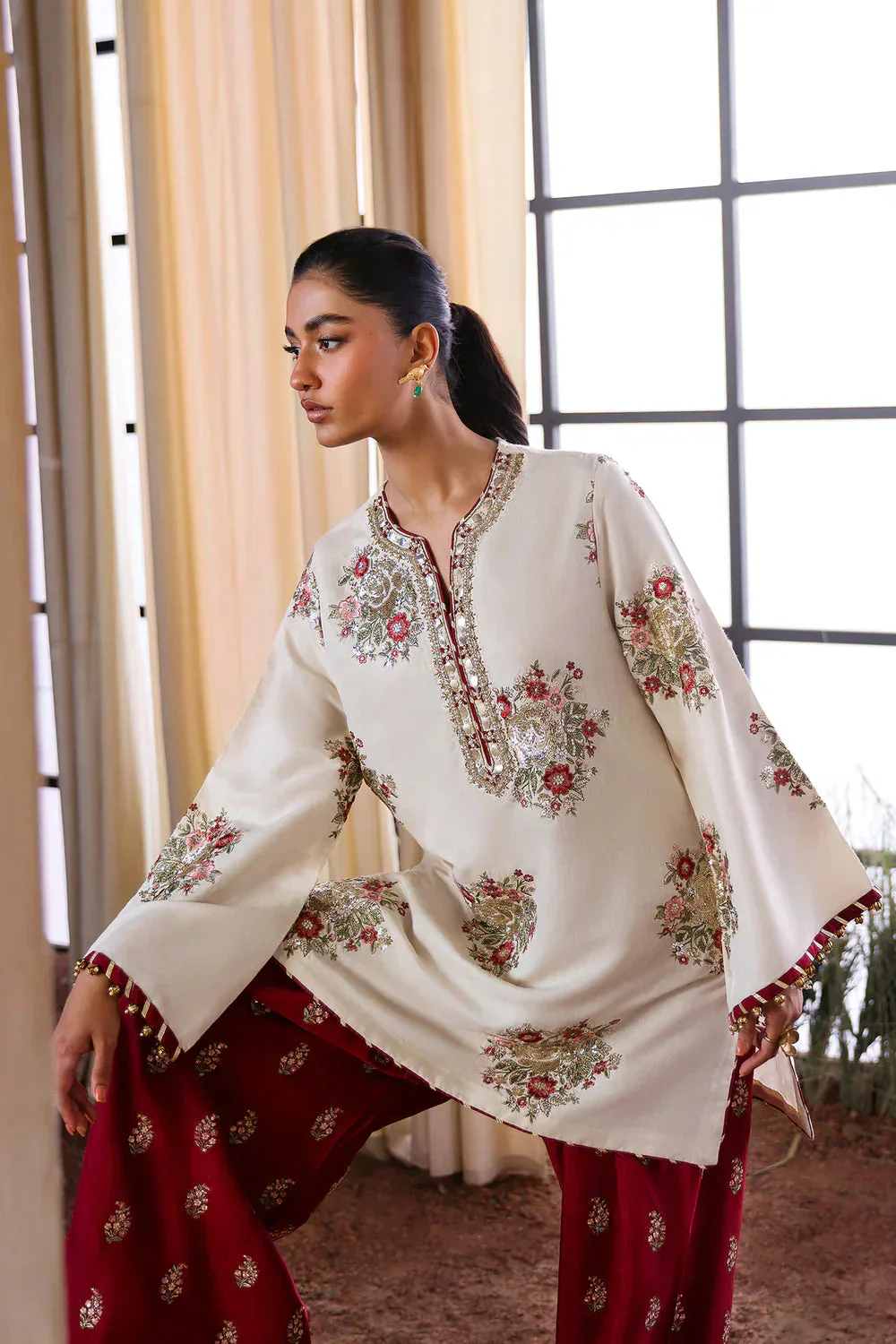 Ethnc Luxury Raw Silk HAnd Made Collection Ethnc - Off White